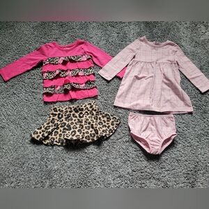 18 Month Pink and Leopard Baby Outfit Set Bundle